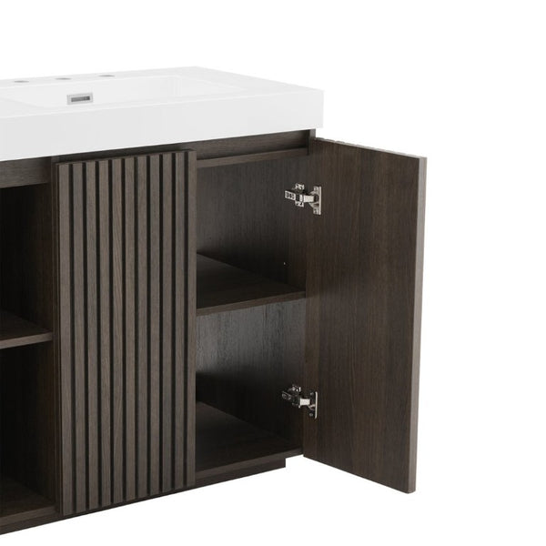 English Elm Galan 60 Inch Smoked Oak Double Sink Vanity with Soft Close Doors for Bathrooms W1865S00247