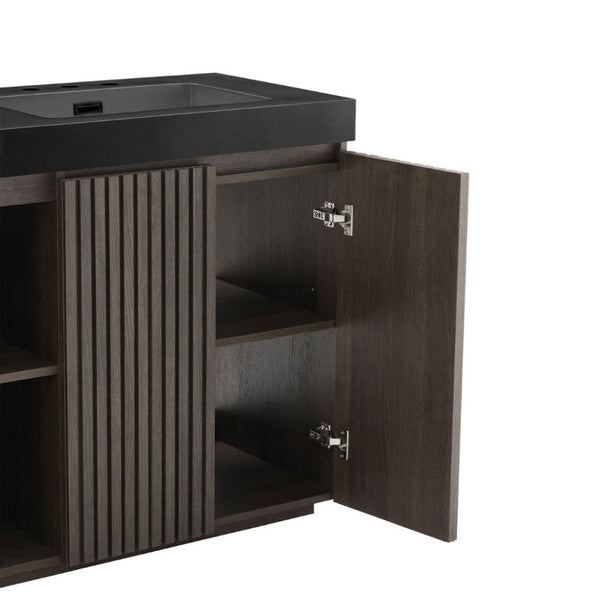 English Elm Galan 60 Inch Double Sink Bathroom Vanity Smoked Oak Slat Freestanding Modern Cabinet W1865S00248