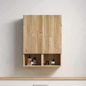 English Elm Cc1014s112310 Floating Oak Bathroom Cabinet Set Wall Mounted Storage for Compact Spaces W1865S00253