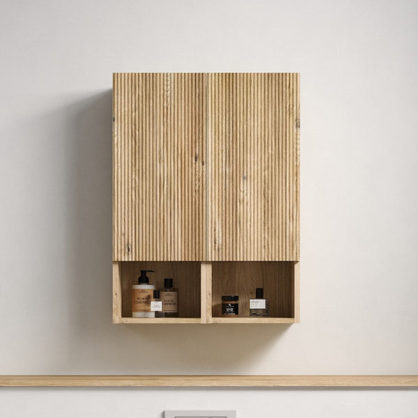 English Elm Cc1014s112310 Floating Oak Bathroom Cabinet Set Wall Mounted Storage for Compact Spaces W1865S00253