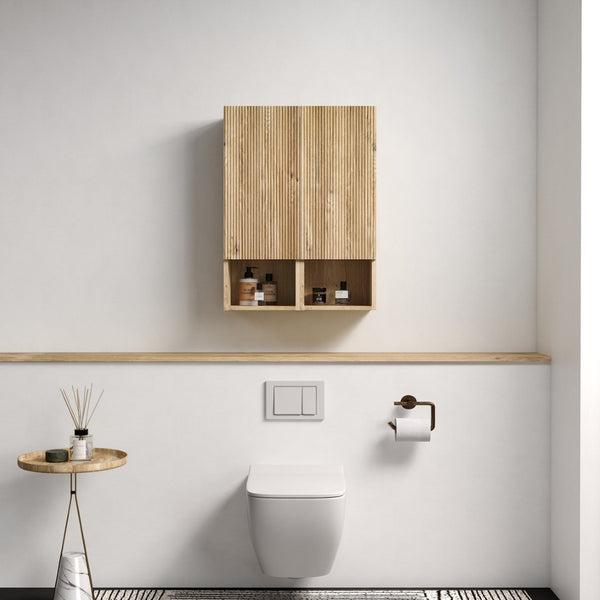 English Elm Cc1014s112310 Floating Oak Bathroom Cabinet Set Wall Mounted Storage for Compact Spaces W1865S00253