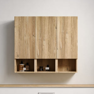 English Elm Cc1014s112310 Floating Oak Bathroom Cabinet Set Wall Mounted Storage for Compact Spaces W1865S00254