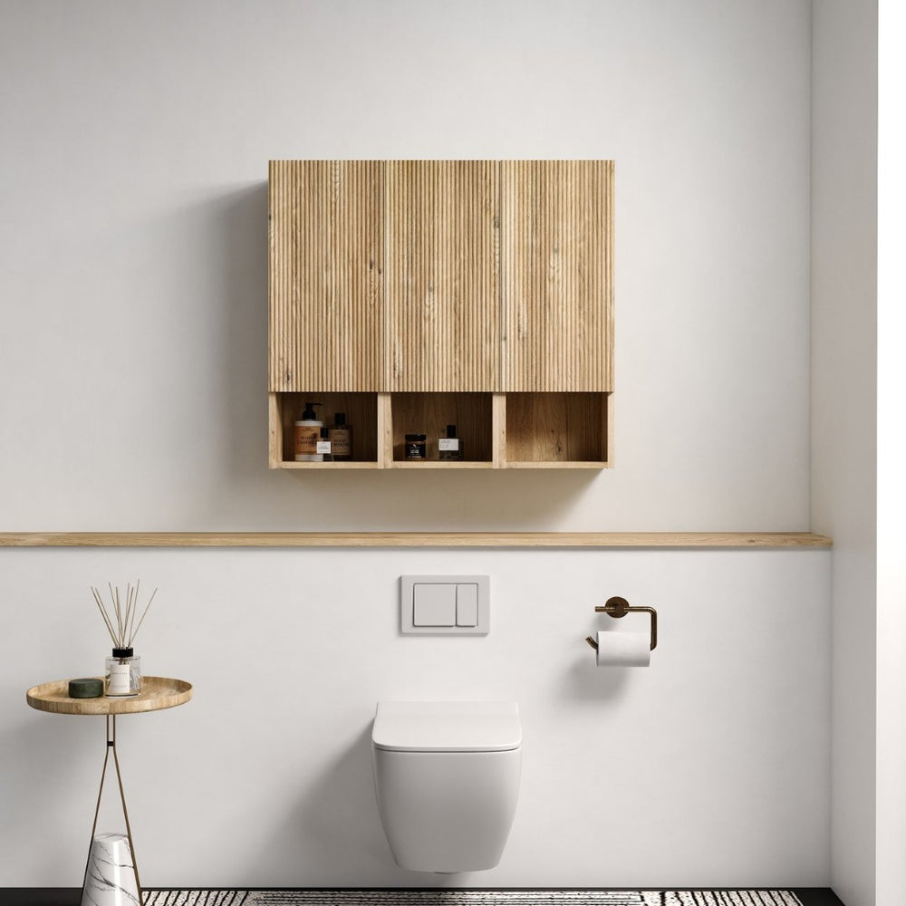 English Elm Cc1014s112310 Floating Oak Bathroom Cabinet Set Wall Mounted Storage for Compact Spaces W1865S00254