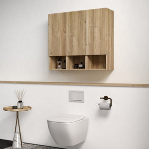 English Elm Cc1014s112310 Floating Oak Bathroom Cabinet Set Wall Mounted Storage for Compact Spaces W1865S00254