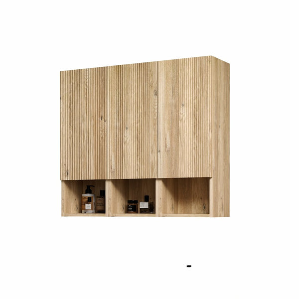 English Elm Cc1014s112310 Floating Oak Bathroom Cabinet Set Wall Mounted Storage for Compact Spaces W1865S00254