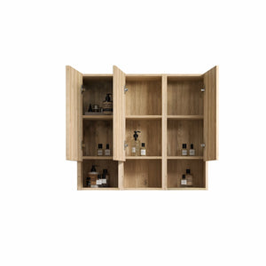 English Elm Cc1014s112310 Floating Oak Bathroom Cabinet Set Wall Mounted Storage for Compact Spaces W1865S00254