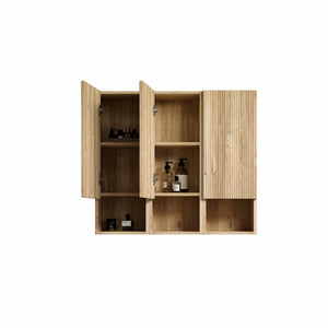 English Elm Cc1014s112310 Floating Oak Bathroom Cabinet Set Wall Mounted Storage for Compact Spaces W1865S00254