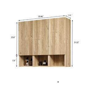 English Elm Cc1014s112310 Floating Oak Bathroom Cabinet Set Wall Mounted Storage for Compact Spaces W1865S00254