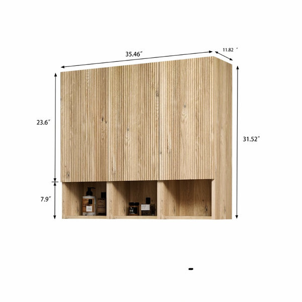 English Elm Cc1014s112310 Floating Oak Bathroom Cabinet Set Wall Mounted Storage for Compact Spaces W1865S00254