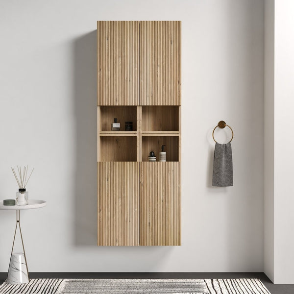 English Elm Cc1014s112310 Floating Four Piece Wall Cabinet Set Rough Oak Finish Bathroom Storage W1865S00255