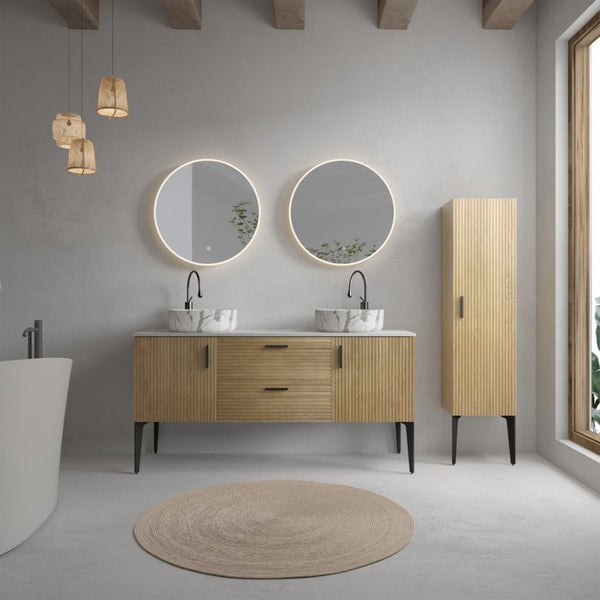 English Elm Emilia Freestanding Oak Grain Bathroom Vanity with Carrara Ceramic Sink Modern Bath W1865S00261