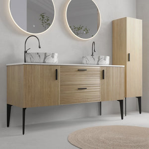 English Elm Emilia Freestanding Oak Grain Bathroom Vanity with Carrara Ceramic Sink Modern Bath W1865S00261