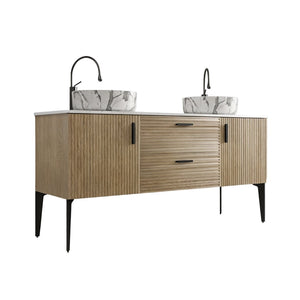 English Elm Emilia Freestanding Oak Grain Bathroom Vanity with Carrara Ceramic Sink Modern Bath W1865S00261