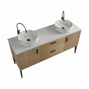 English Elm Emilia Freestanding Oak Grain Bathroom Vanity with Carrara Ceramic Sink Modern Bath W1865S00261