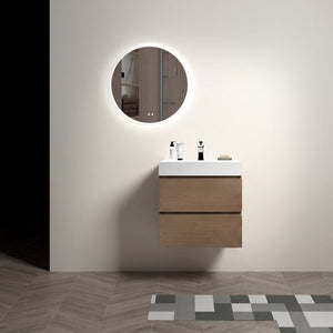 English Elm Alice 24 Inch Floating Bathroom Vanity Walnut Finish with Integrated Stone Basin W1865S00262
