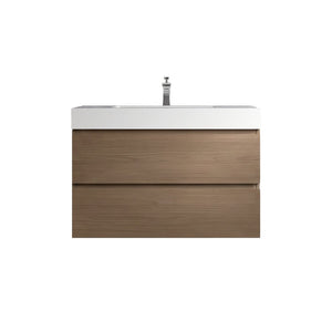 English Elm Alice 36 Inch Floating Bathroom Vanity Walnut Finish with Engineered Stone Basin W1865S00264