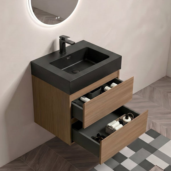 English Elm Alice Floating Bathroom Vanity Walnut Grain Wall Mounted with Engineered Stone Basin W1865S00265
