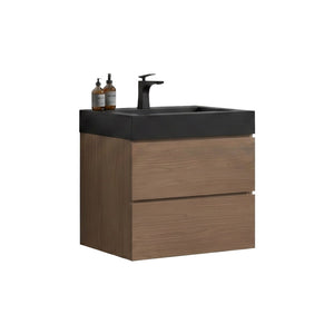 English Elm Alice Floating Bathroom Vanity Walnut Grain Wall Mounted with Engineered Stone Basin W1865S00265