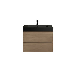 English Elm Alice Floating Bathroom Vanity Walnut Finish Integrated Stone Basin Soft-Close Drawers W1865S00266