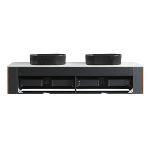 English Elm Erba 72 Inch Double Sink Bathroom Vanity Fluted Cabinet with Sintered Stone Top Walnut Black W1865S00274