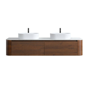 English Elm Erba 72 Inch Double Sink Bathroom Vanity Fluted Cabinet with Sintered Stone Top Walnut White W1865S00280
