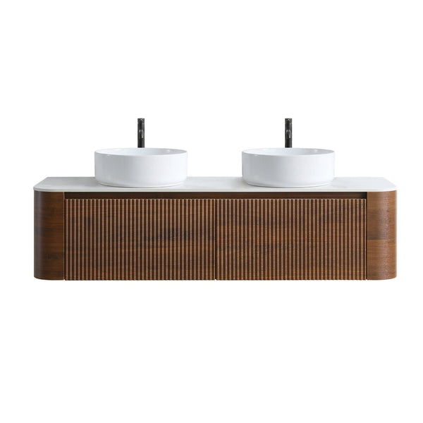 English Elm Erba 60 Inch Fluted Double Sink Vanity Sintered Stone Top Soft Close Drawers Walnut W1865S00285