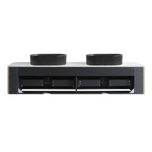 English Elm Erba 72 Inch Double Sink Bathroom Vanity Fluted Cabinet with Sintered Stone Top Honey Oak Black W1865S00298