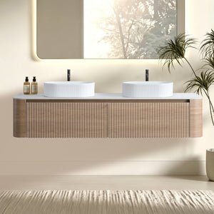 English Elm Erba 72 Inch Double Sink Bathroom Vanity Fluted Cabinet with Sintered Stone Top Honey Oak White W1865S00304