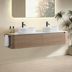 English Elm Erba 72 Inch Double Sink Bathroom Vanity Fluted Cabinet with Sintered Stone Top Honey Oak White W1865S00304