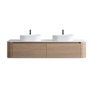 English Elm Erba 72 Inch Double Sink Bathroom Vanity Fluted Cabinet with Sintered Stone Top Honey Oak White W1865S00304