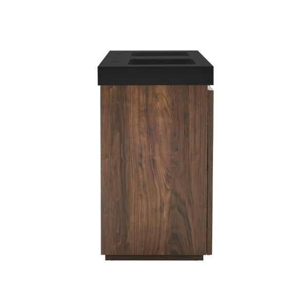English Elm Galan 60 Inch Double Sink Bathroom Vanity Smoked Oak Slat Doors Walnut Finish Walnut Brown W1865S00317
