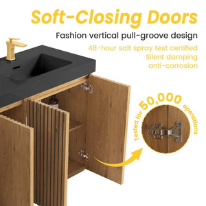 English Elm Galan 60 Inch Double Sink Bathroom Vanity Smoked Oak Slat Doors Walnut Finish Light Oak W1865S00318