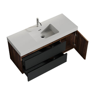 English Elm Grace Floating Wall Mounted Bathroom Vanity Walnut Solid Surface Sink Soft Close W1865S00319
