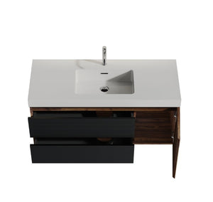 English Elm Grace Floating Wall Mounted Bathroom Vanity Walnut Solid Surface Sink Soft Close W1865S00319
