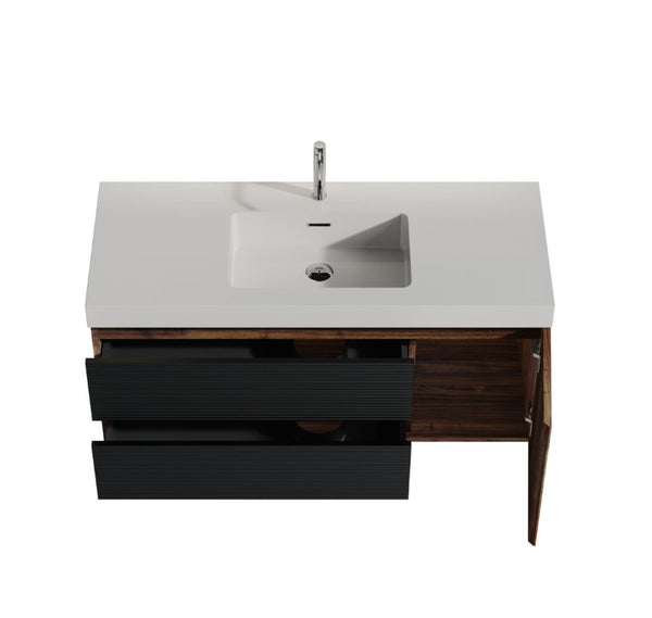 English Elm Grace Floating Wall Mounted Bathroom Vanity Walnut Solid Surface Sink Soft Close W1865S00319