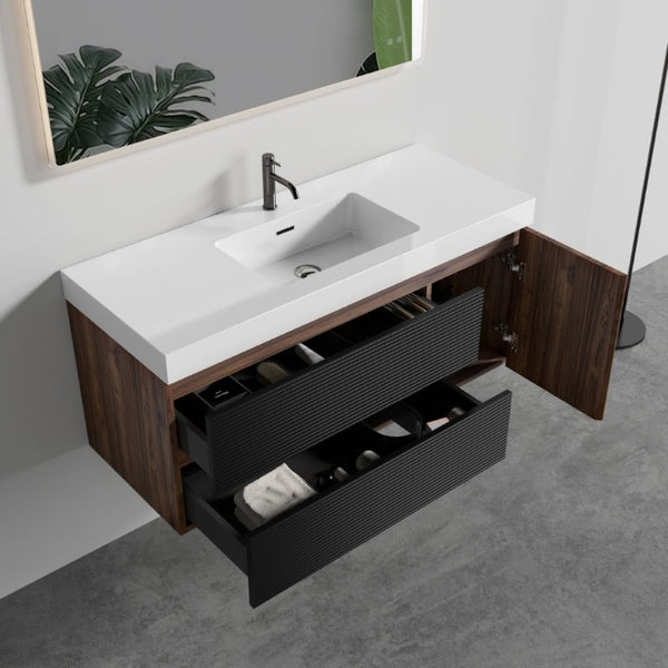English Elm Grace Floating Wall Mounted Bathroom Vanity Walnut Solid Surface Sink Soft Close W1865S00319