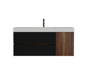English Elm Grace Floating Wall Mounted Bathroom Vanity Walnut Solid Surface Sink Soft Close W1865S00319