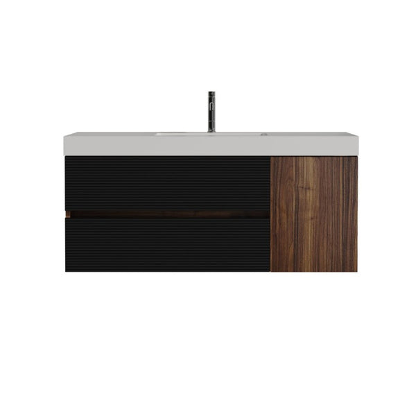 English Elm Grace Floating Wall Mounted Bathroom Vanity Walnut Solid Surface Sink Soft Close W1865S00319