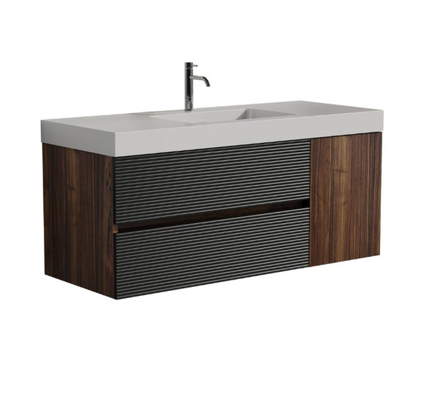 English Elm Grace Floating Wall Mounted Bathroom Vanity Walnut Solid Surface Sink Soft Close W1865S00319