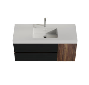 English Elm Grace Floating Wall Mounted Bathroom Vanity Walnut Solid Surface Sink Soft Close W1865S00319