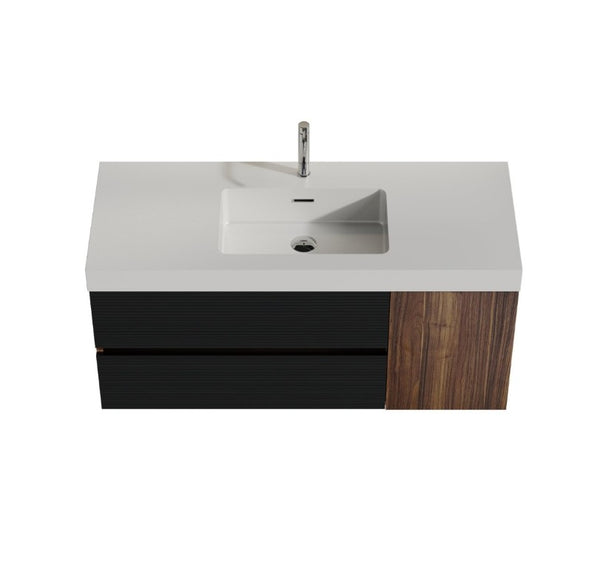 English Elm Grace Floating Wall Mounted Bathroom Vanity Walnut Solid Surface Sink Soft Close W1865S00319