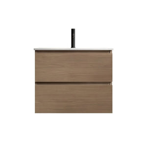 English Elm Tia Floating Bathroom Vanity with Ceramic Sink Walnut Soft Close Drawers Modern One Faucet Hole W1865S00321