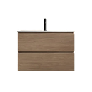 English Elm Tia Floating Walnut Bathroom Vanity with Ceramic Sink and Soft Close Double Drawers 1 Faucet Hole W1865S00322