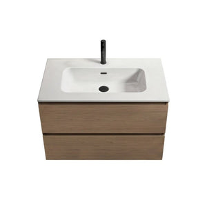 English Elm Tia Floating Walnut Bathroom Vanity with Ceramic Sink and Soft Close Double Drawers 1 Faucet Hole W1865S00322