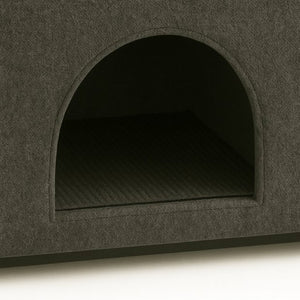 English Elm Dark Gray Bunny Ear Accent Chair with Pet Hideaway Cubby and Scratch Resistant Fabric W1867P341526