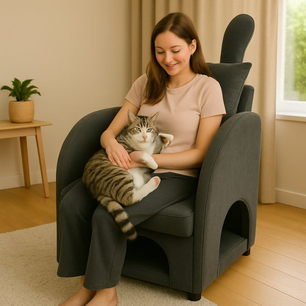English Elm Dark Gray Bunny Ear Accent Chair with Pet Hideaway Scratch Resistant Upholstery W1867P365889