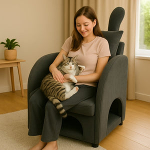 English Elm Dark Gray Bunny Ear Accent Chair with Pet Hideaway Scratch Resistant Upholstery W1867P365889