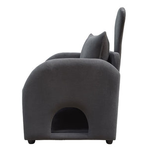 English Elm Dark Gray Bunny Ear Accent Chair with Pet Hideaway Scratch Resistant Upholstery W1867P365889