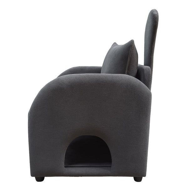 English Elm Dark Gray Bunny Ear Accent Chair with Pet Hideaway Scratch Resistant Upholstery W1867P365889
