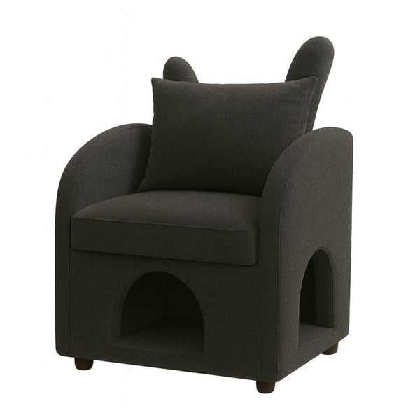 English Elm Dark Gray Bunny Ear Accent Chair with Pet Hideaway Scratch Resistant Upholstery W1867P365889